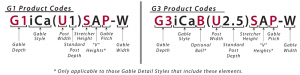 Prestige Gable Product Codes